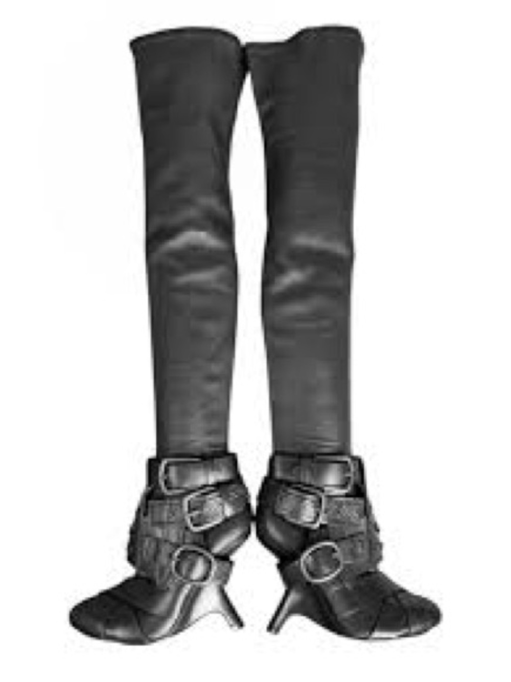 Tom Ford Black Leather Over-The-Knee Buckle Boots